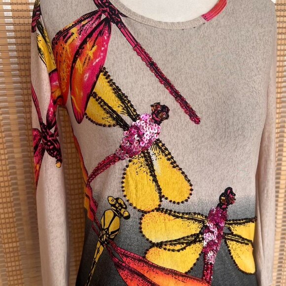 Vintage Kokomo sheer dragonfly with sequins and beads - Picture 2 of 6